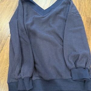 Elegant Navy Waffle Knit Sweater